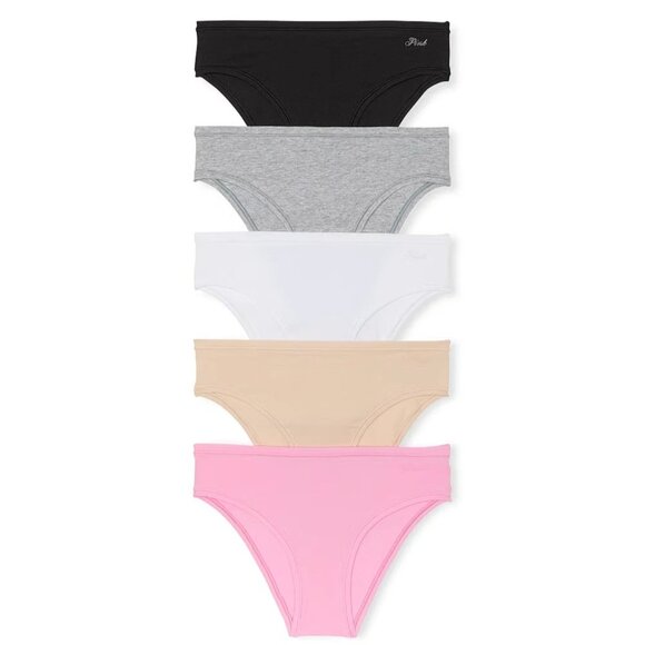 VICTORIA’S SECRET PINK 5-PACK COTTON CHEEKY PANTIES-Multicolor -Size M- 27009179 - Picture 1 of 5